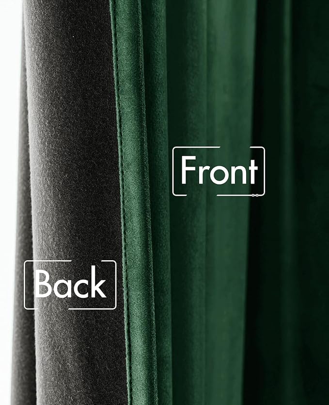 MIULEE Velvet Curtains 108 inches - Luxury Christmas Blackout Curtains for Bedroom Living Room Thermal Insulated Super Soft Window Drapes Back Tab, Hunter Green, W52 x L108 inches, 2 Panels