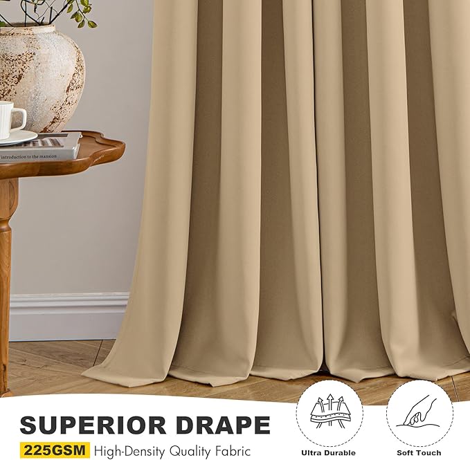 MIULEE Taupe Brown Blackout Curtains for Bedroom Living Room 45 Inches Long 2 Panels, Thermal Insulated Room Darkening Drapes Solid Grommet Noise Reduction Light Blocking Window Treatments 40x45 Inch