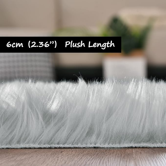 Goolela Grey Fluffy Fuzzy Rug for Bedroom Dorm 3x5 Gray Furry Faux Fur Shaggy Carpet Living Room Sheepskin Soft Plush Rectangle
