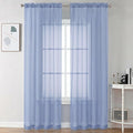 Chyhomenyc Sheer Curtains 90 inches Long 2 Panels - Light Filtering Soft Airy Solid Elegant Voile Window Treatment Drapes for Bedroom Living Room, 42Wx90L Inches, Denim Blue