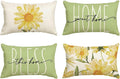 AVOIN colorlife Home Sweet Home Spring Summer Flowers Green Throw Pillow Covers, 12 x 20 Inch Cushion Case for Sofa Couch Set of 4