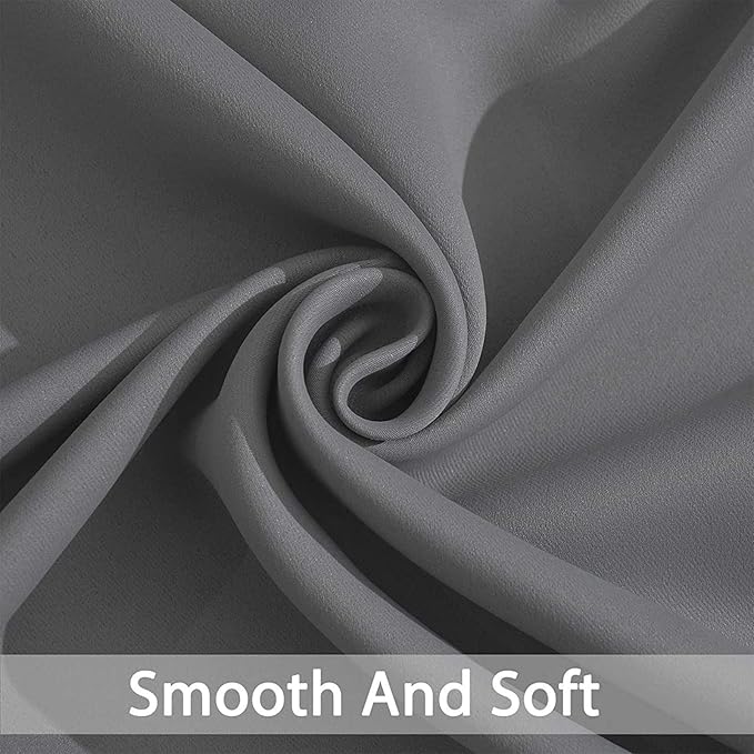 Yakamok Blackout Curtains Room Darkening Thermal Insulated Window Panels,Solid Grommet Top Drapes for Bedroom/Living Room(62Wx84L, Grey, 2 Panels)