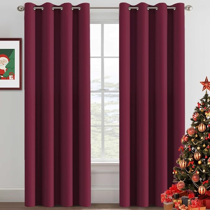 H.VERSAILTEX Light Blocking Blackout Curtains Window Treatment Thermal Insulated Grommet Energy Saving Curtains/Drapes for Bedroom/Living Room (52 x 90 Inch, Burgundy Red)