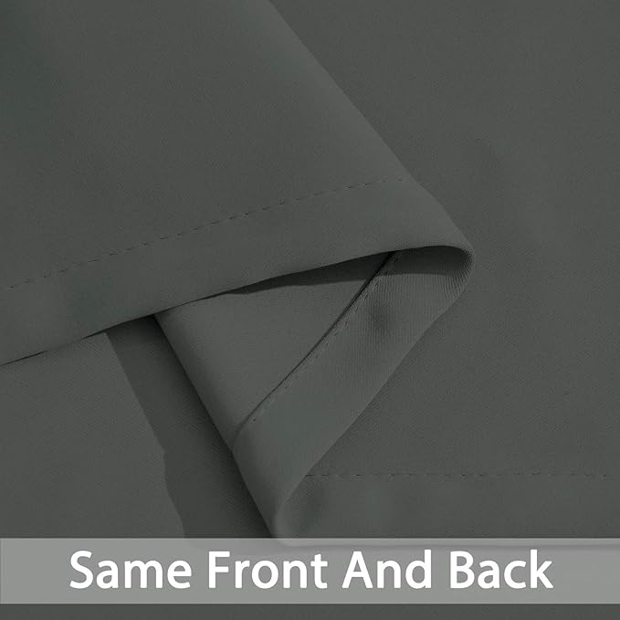 Yakamok Room Darkening Dark Grey Blackout Curtains 84 Inches Long Light Blocking Thermal Insulated Solid Grommet Window Treatment Drapes for Bedroom(One Pair, 52 Inch by 84 Inch)