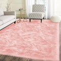Latepis Pink Rugs for Living Room Shag 6x8 Faux Fur Sheepskin Rug for Sofa Bedroom Fluffy Washable Furry Plush Rug, Rectangle