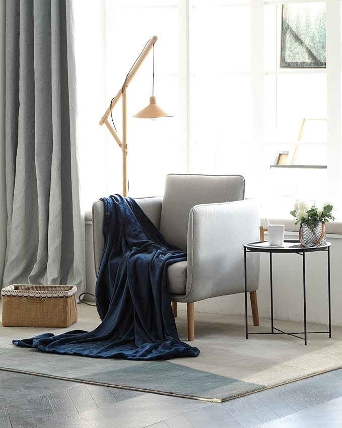 KMUSET Fleece Blanket Twin Size Navy Lightweight Throw Blanket Super Soft Cozy Microfiber Blanket Factory Shop