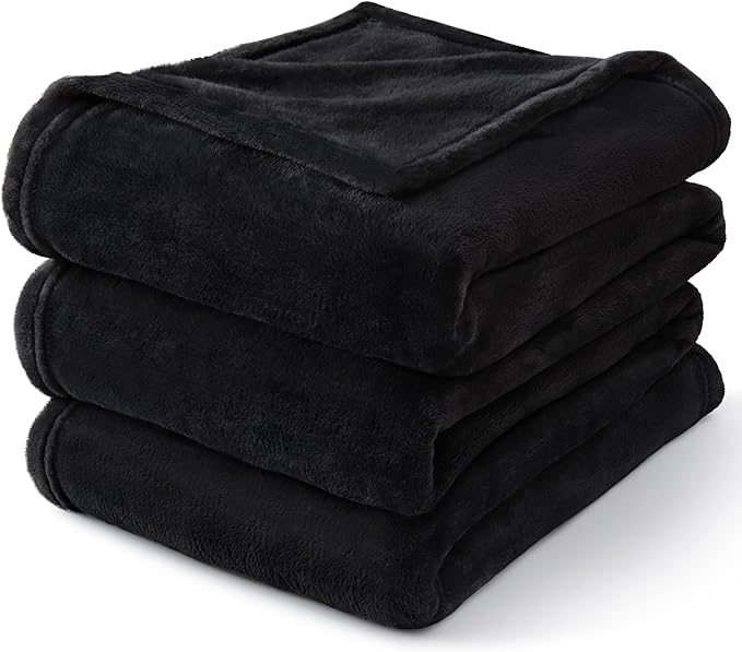 BEDELITE Fleece Blankets Queen Size for Bed, Luxury Plush Cozy Fuzzy Black Blanket 90x90 Inches, Super Soft Warm Lightweight Throw Blanket All Seasons Suitable
