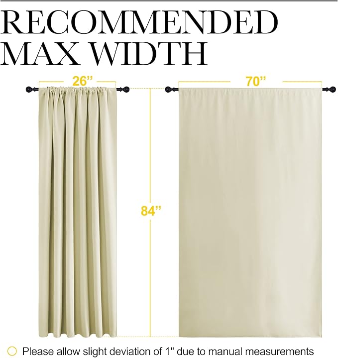 NICETOWN Living Room Curtains, Home Decorations Thermal Insulated Solid Rod Pocket Blackout Drapes for Cafe (Beige, One Pair, 70 x 84-inch)