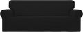 Easy-Going Stretch Oversized Sofa Slipcover 1-Piece Sofa Cover Furniture Protector Couch Soft with Elastic Bottom for Kids, Polyester Spandex Jacquard Fabric Small Checks Black