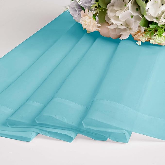 OWENIE Aqua Sheer Curtains for Bedroom Living Room 72 Inches Long 2 Panels Set, Modern Light Filtering Sheer Curtain Rod Pocket Clear Drapes for Window Sliding Door, Aqua, Each 42 x 72 Inch