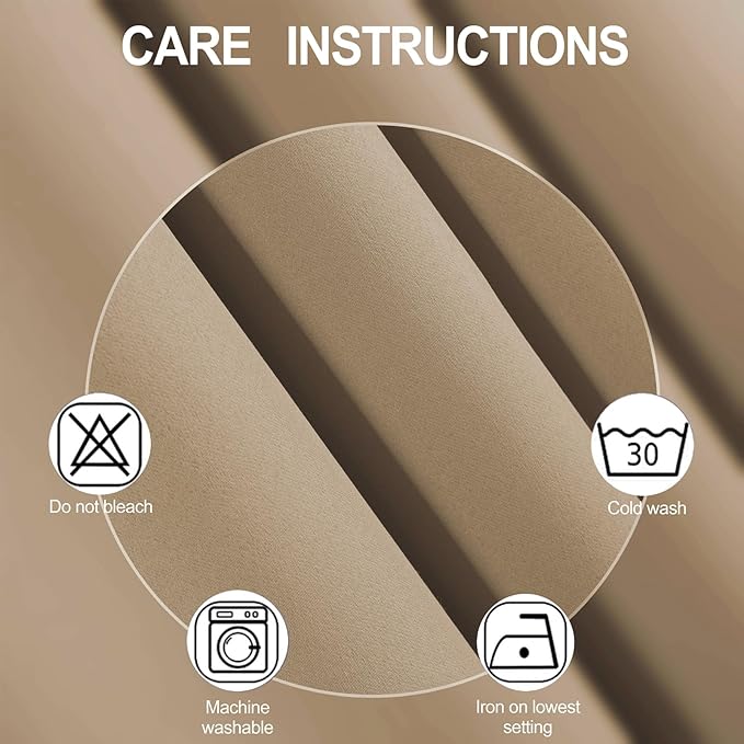 LEMOMO Natural Thermal Blackout Curtains/52 x 45 Inch/Set of 2 Panels Room Darkening Curtains