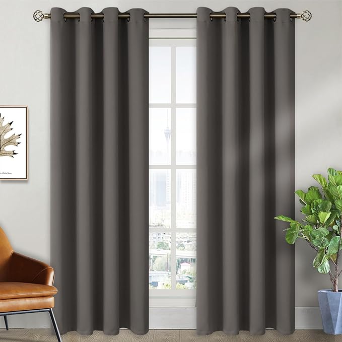 BGment Blackout Curtains for Bedroom - Grommet Thermal Insulated Room Darkening Curtains for Living Room, Set of 2 Panels (52 x 84 Inch, Grey)