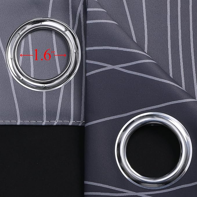 Estelar Textiler Black and Greyish White Ombre Short Blackout Kitchen Curtains 36 Inch Long, Thermal Insulated Grommet Small Half Window Drapes for Cafe/Basement/RV Camper, 52Wx36L, 2 Panels