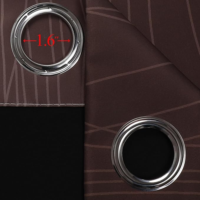 Estelar Textiler Brown and Greyish White Ombre Blackout Curtains 90 Inch Length 2 Panels Set, Thermal Insulated Grommet Drapes for Bedroom,Full Room Darkening Gradient Curtains for Living Room,52Wx90L
