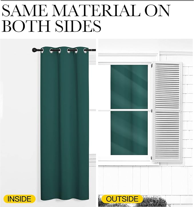 NICETOWN Christmas Curtain Panels Blackout Draperies Decoration, Thermal Insulated Solid Grommet Blackout Curtains/Drapes (Hunter Green, 2 Panels, 70 by 95-inch)