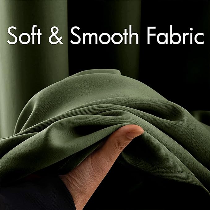 MIULEE 90" Long Blackout Room Darkening Curtains Thermal Insulated Drapes Solid Window Treatment Set Grommet Top Light Blocking Curtain for Living Room/Bedroom 2 Panels Olive Green