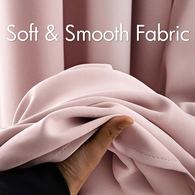 MIULEE Room Darkening Curtains Thermal Insulated Drapes Solid Window Treatment Set Grommet Top Light Blocking Blackout Curtain for Living Room/Bedroom 2 Panels 42 x 63 inch Baby Pink