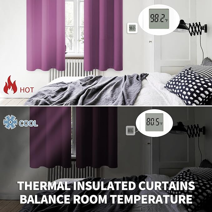 BGment Room Darkening Curtains 72 Inches Long - Grommet Thermal Insulated Drapes Window Treatment Curtains for Bedroom, 2 Panels, 52 x 72 Inch, Eggplant Purple