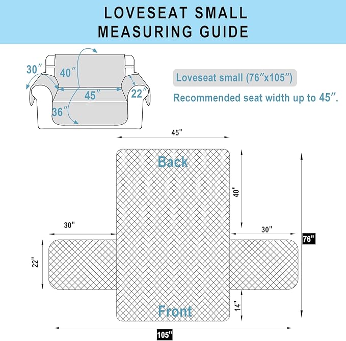Reversible Loveseat Sofa Covers Couch Cover Furniture Protector(Loveseat Small,Beige/Beige)