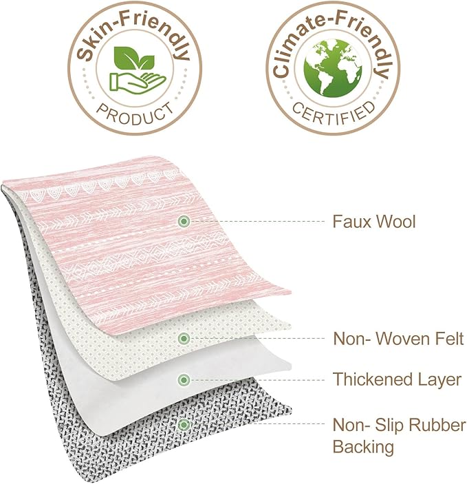 Nakagishi Pink Rugs for Bedroom Girls: 7x9 Washable Boho Large Neutral Cute Soft Area Rug Modern Indoor Floor Non Slip Accent Carpet for Living Room Nursery Kids Playroom Preppy Room Dorm Baby Room