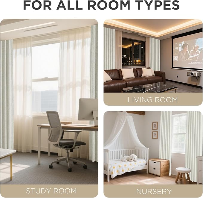 Joydeco Blackout Curtains for Bedroom - 100% Light Blocking 2 Panels Light Beige Drapes 42"W x 84"L, Thermal Insulated Room Darkening Curtains, Linen Textured for Living Room, Rod Pocket & Back Tabs