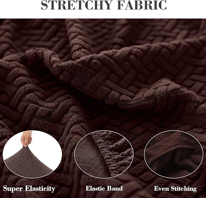 Sofa Covers Couch Covers for Sofa Pet Friendly Couch Cushion Covers Universal Sofa Covers Washable Stretch Slipcovers for Sectional Sofa (Texture Brown, 3 Seats + Chaise Cover)
