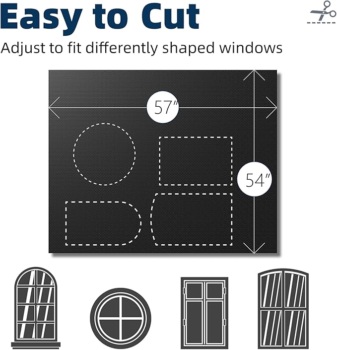 NIGHTON Portable Blackout Curtains 54"×59", Strong Hook and Loop Tape Strips with Adhesive, Cuttable Blackout Window Cover, 100% Black Out Material Blinds for Baby Nursery or Travel - Black Ⅰ