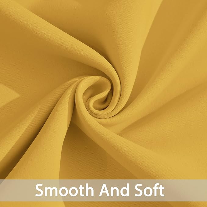 Yakamok Blackout Curtains Room Darkening Thermal Insulated Window Panels,Solid Grommet Top Drapes for Bedroom/Living Room(62Wx96L, Mustard Yellow, 2 Panels)