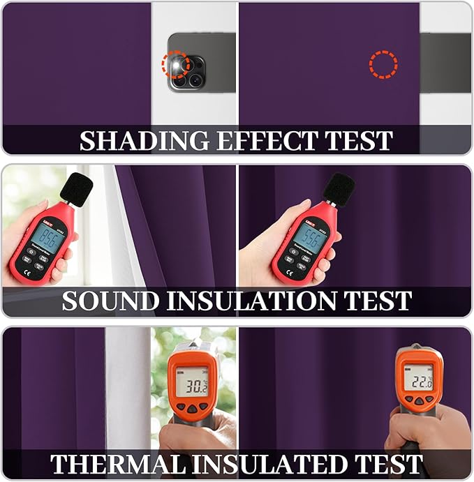 Yakamok Room Darkening 100% Blackout Curtains Grommet Window Treatments with 2 Thick Layers-Purple Thermal Insulated Drapes Set of 2 Panels for Bedroom Living Room 52 Inches by 84 Inches Length