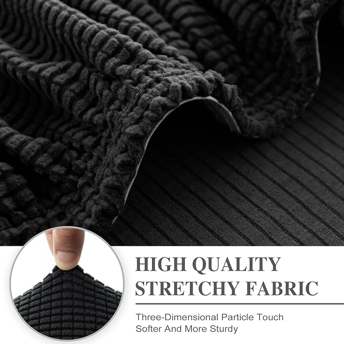 Couch Cushion Cover Chaise Lounge Cover Washable Separate Seat Chaise Couch Cover Stretch Sectional Sofa Slipcover(1 Piece for Chaise or Sofa 3-Seater, Black)