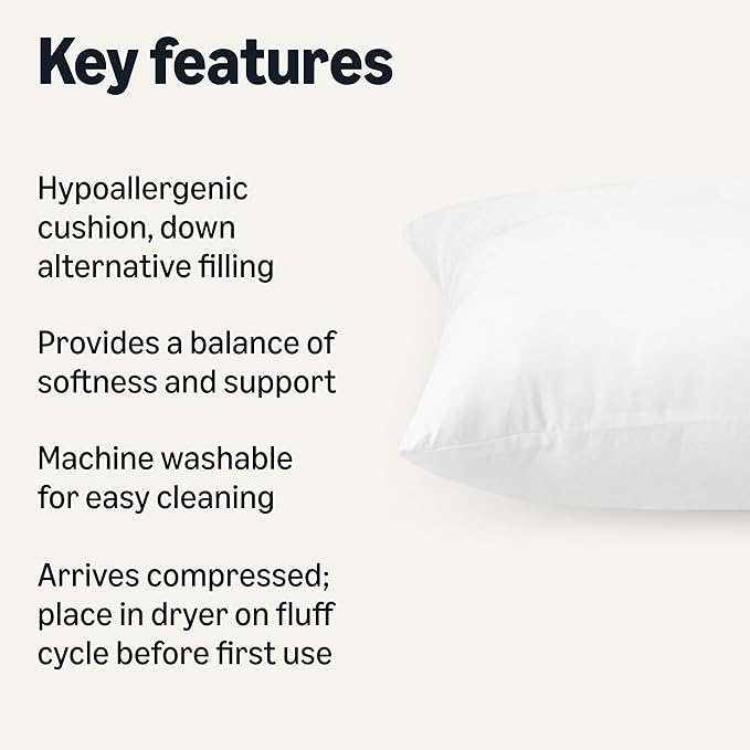 Amazon Basics Long Body Pillow for All Position Sleepers, 20 x 54 inches, Supportive, 1 Pack