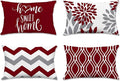 Hexagram Geometric Burgundy Pillow Covers 12x20 Set of 4, Decorative Outdoor Boho Modern Throw Pillow Covers, Home Sweet Home Farmhouse Cushion Case for Couch Sofa Bedroom Indoor Decor(No Insert)