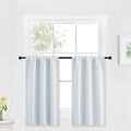 RYB HOME Cafe Curtains 30 inch Length, Short Light UV Heat Blocking Energy Saving Privacy Curtain Tiers for Basement Bathroom Kitchen Window, Width 29 by Length 30, Greyish White, 2 Panels