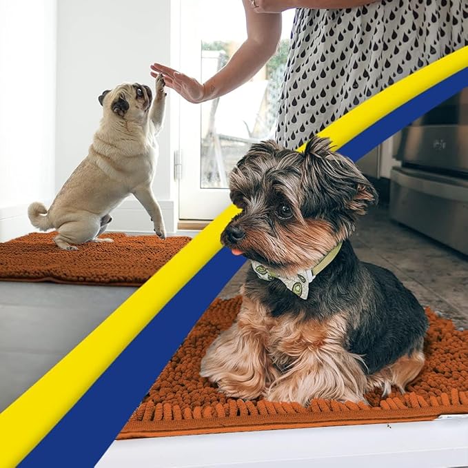 Muddy Mat® | Super Absorbent Door Mat Indoor, Microfiber Quick Dry Chenille Entryway Rug, Non-Slip Front Door Mat, Indoor Mats for Entryway, Machine Washable Pet Rug, Orange 24" x 96"