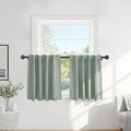 PONY DANCE Curtains Light Block - Thermal Insulated Back Tab Draperies Energy Saving/Short Window Covering for Bedroom Bay Windows, 42 Wide by 36 inch Drop, Sage Green, 2 Panels