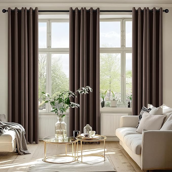 MIULEE Chocolate Brown Blackout Curtains for Bedroom Living Room 72 Inches Long 2 Panels, Thermal Insulated Room Darkening Drapes Solid Grommet Noise Reduction Window Treatments 40x72 inch