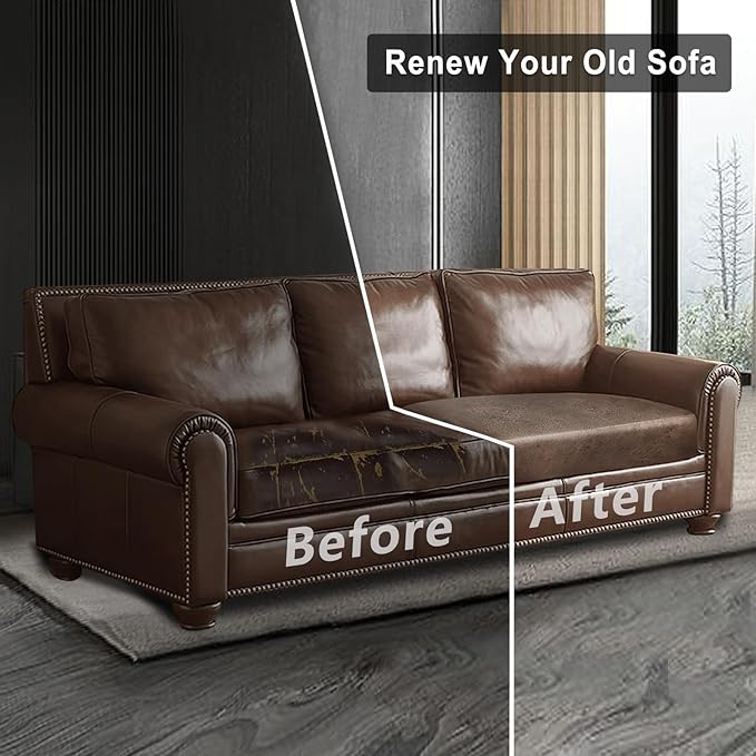 Leather Look Couch Cushion Covers Sofa Seat Slipcovers Sets Couches Furniture Protector for Sectional Armchair Loveseat Pets Kids Stretch Spandex Fabric (2 Cushion Sofa, Light Brown)