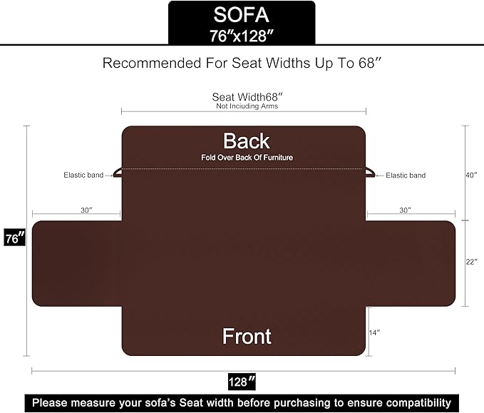 U-NICE HOME Reversible Sofa Cover Couch Cover for Dogs with Elastic Straps Water Resistant Furniture Protector for Pets Couch Cover for 3 Cushion Couch (Sofa, Taupe/Taupe)