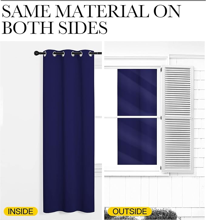 NICETOWN Navy Blue Blackout Curtains 40 inches Length for Kitchen, 2 Panels, 29" Wide, Thermal Insulated Decoration Drapes for Small Window