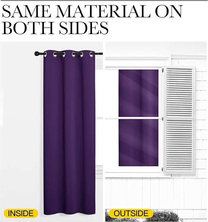 NICETOWN Royal Purple Blackout Curtains 120 inches Length for Living Room, 2 Panels, 55" Wide, Thermal Insulated Long Drapes for Large Window