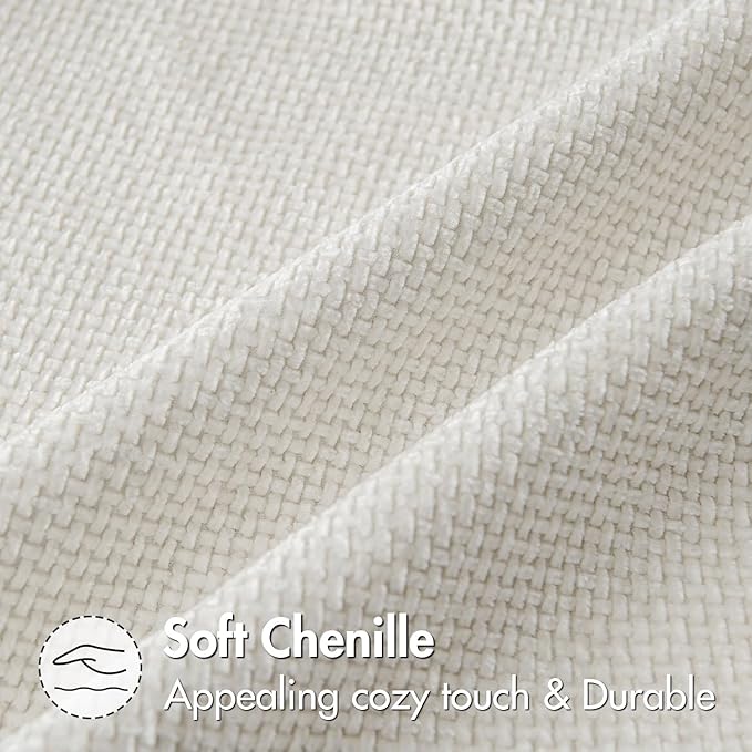 MIULEE Pack of 2 Couch Throw Pillow Covers 18x18 Inch Neutral Pure White Modern Boho Accent Decorative Pillow Covers Soft Chenille Farmhouse Cushion Covers for Home Decor Bed Sofa Living Room