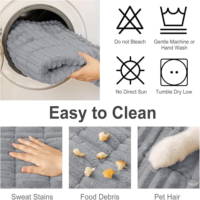 hyha Couch Covers for Dogs Washable, Non Slip Plush Dog Sofa Protectors, Fuzzy Pet Couch Covers for 3 Cushion Sofa Pet Friendly (Grey, 27.6" x 82.7")