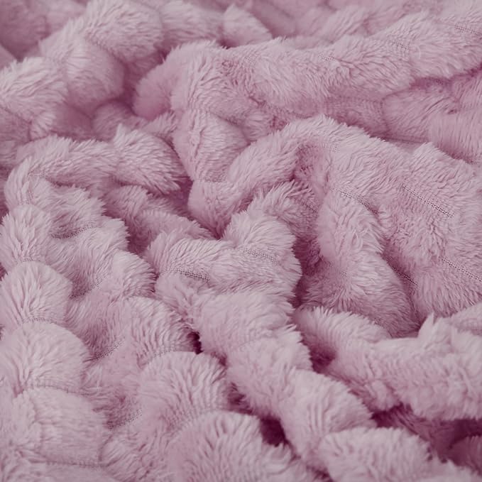 Puncuntex Light Purple Throw Blanket 60"×80" inches Fuzzy 3D Jacquard Decorative Flannel Fleece Super Soft Plush Cozy Blanket for Couch Sofa Chair Lightweight