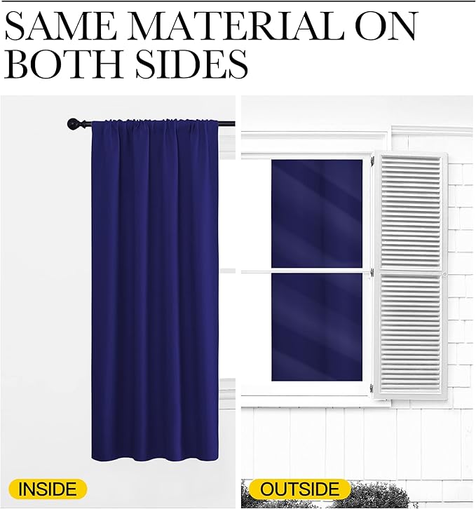 NICETOWN Living Room Curtains, Blackout Draperies, Navy Blue, 1 Pair, 70 x 84-inch, Home Decorations Thermal Insulated Solid Rod Pocket Blackout Drapes for Cafe