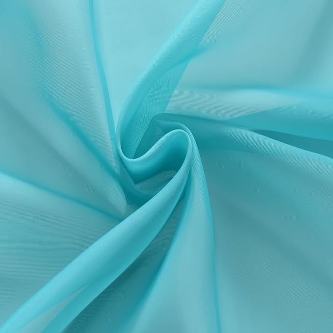 SpaceDresser Sheer Voile Window Treatment Rod Pocket Curtain Panels for Kitchen Bedroom Living Room Drapes Sunlight Filtering Privacy Semi Home Decor Assorted Colors Sizes (Turquoise, 52 W x 72 L)