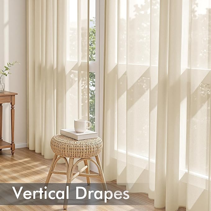 MIULEE Cream Sheer Curtains 72 Inches Long, 4 Panels Set, Light Filtering Rod Pocket Voile Drapes for Living Room and Bedroom, Airy Soft Fabric Window Treatments, 42 x 72 Inches