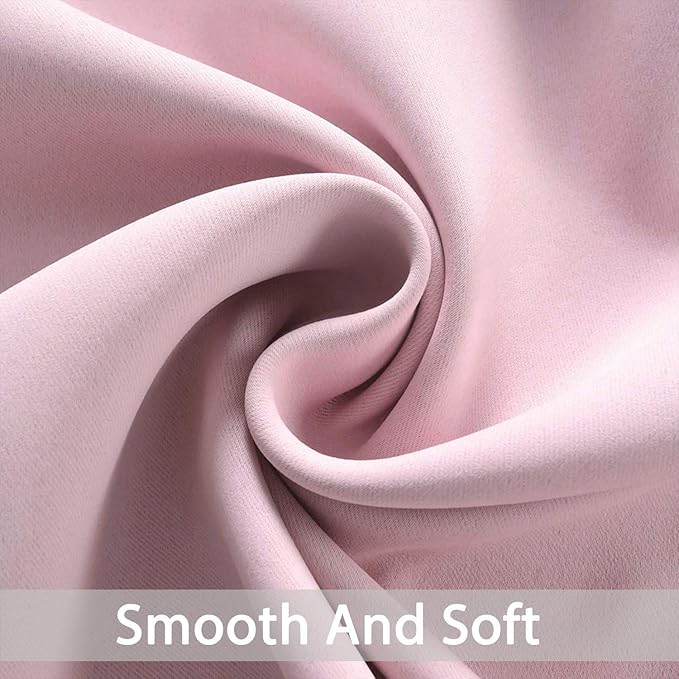 Yakamok Light Blocking Window Blackout Curtains Thermal Insulated Room Darkening Drapes for Bedroom,Solid Grommet Top Window Panels, 52x108 Inch, Pink, One Pair