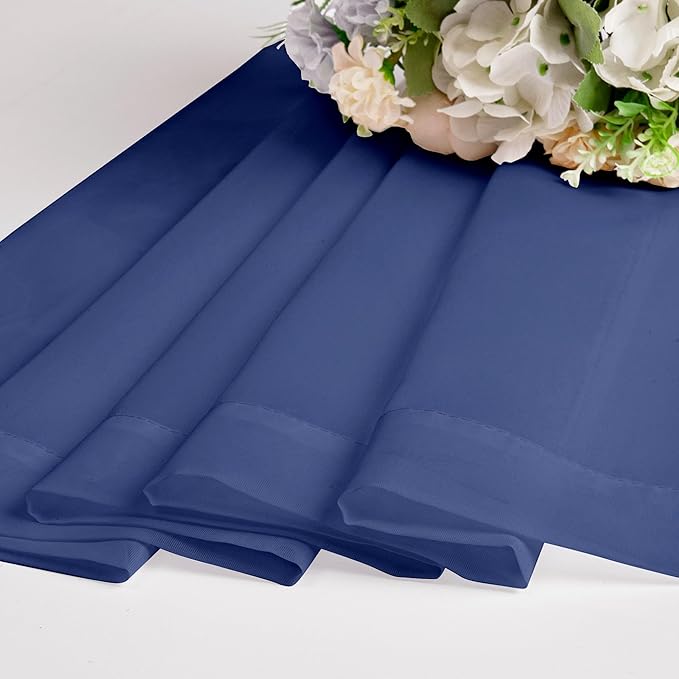 Chyhomenyc Royal Blue Sheer Valances for Windows - Light Filtering Small Kitchen Curtains, Rod Pocket Short Top Window Treatment Decor for Living Room Bathroom Basement, 42Wx16L inches, 2 Panels