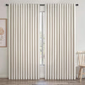 Extra Wide 100 Inch Length Blackout Curtains & Drapes 96 Inches Long 2 Panels Set for Sliding Glass Doors Modern Pleated Linen Blend Heavy Floor to Ceiling Large Window Drapes(100"Wx96"Lx 2 Birch)