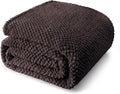 Whale Flotilla Twin Size Fuzzy Fleece Blanket, Fluffy Warm Soft Jacquard Bed Blankets for All Season, Lightweight and Cozy, 60x80 Inch, Coffee